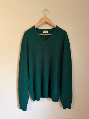 Vintage Moore's Finest Cashmere V-Neck Sweater – Forest Green – Size 46 (L)